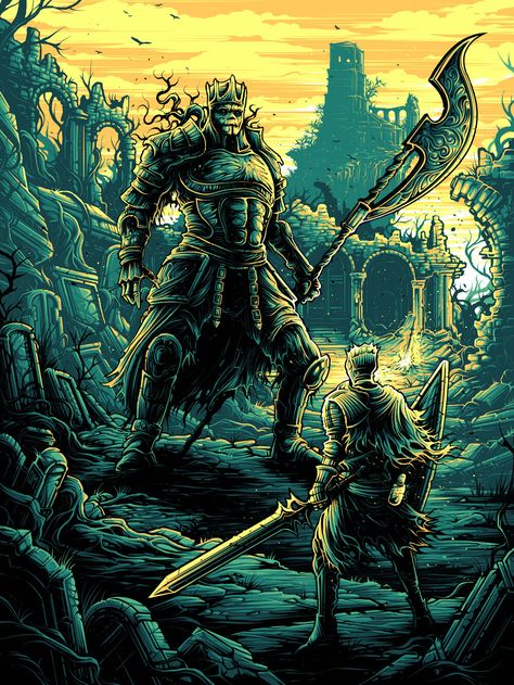 PIXELS & POLYGONS - LA GALLERY SHOW 2019 — DAN MUMFORD Dark Souls Wallpaper, Dan Mumford, Dark Souls Artwork, Demon Souls, Dark Souls 3, Dark Souls Art, 8bit Art, Dark Soul, Soul Art