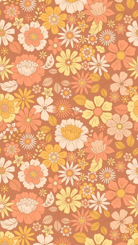 Orange yellow peach floral background wallpaper 70s Ipad Wallpaper, Retro Wallpaper Iphone Aesthetic, Peach Orange Aesthetic, 1970 Pattern, Peach Phone Wallpaper, Orange Background Aesthetic, Floral Backround, Peach Flowers Wallpaper, Orange Peach Wallpaper