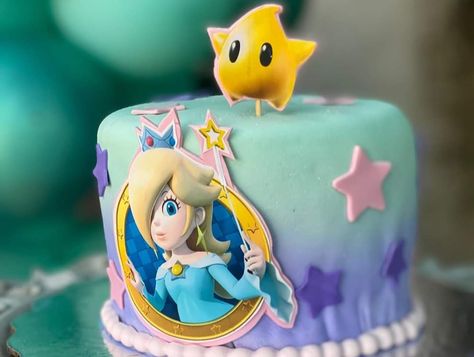 Rosalina Mario Birthday Cake, Rosalina Birthday Cake, Princess Rosalina Birthday Party, Rosalina Birthday Party, Rosalina Cake, Rosalina Mario, Mario Bros Birthday Party Ideas, Mario Birthday Cake, Princess Rosalina