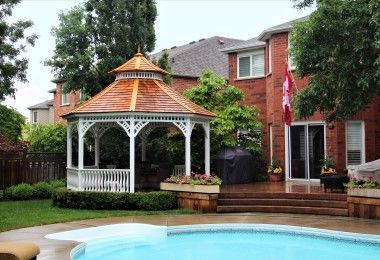 Tattle Creek: European Flair Gazebo | Summerwood Products Victorian Gazebo, Cedar Gazebo, Gazebo Pavilion, Oasis Design, Gazebo Design, Gazebo Plans, Cedar Roof, Victorian Gardens, Backyard Plan