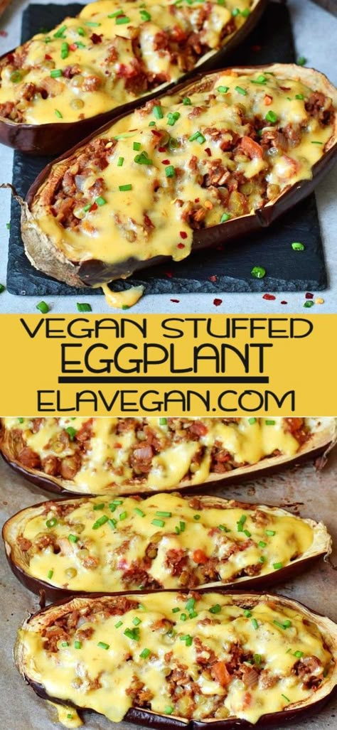 Vegan Eggplant Recipes, Vegan Wellington, Eggplant Recipes Easy, Vegan Eggplant, Stuffed Eggplant, Vegan Cheese Sauce, Dinner Side, Baked Eggplant, Eggplant Recipes