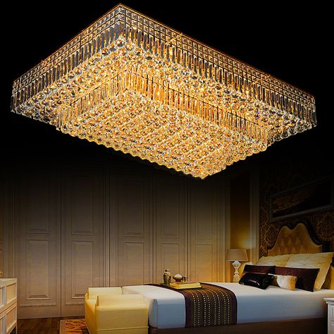 Modern LED Flush mount Crystal Ceiling Light Two Tiers Square Ceiling Light Living Room Hotel Lobby Crystal Chandelier Living Room, Square Ceiling Lights, Led Lighting Bedroom, Led Crystal Chandelier, Crystal Chandelier Lighting, Modern Crystal Chandelier, Crystal Ceiling Light, Ceiling Lights Living Room, Bedroom Ceiling Light