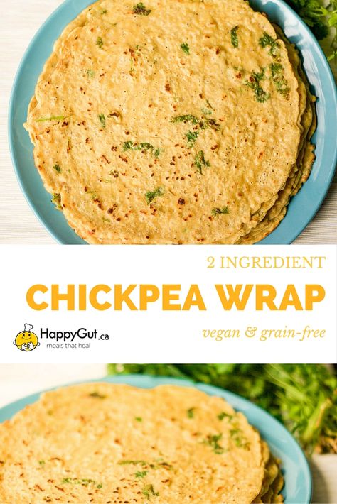 2 Ingredient Chickpea Wraps from happygut.ca #vegan #glutenfree #grainfree Chickpea Flour Tortilla, Chickpea Flour Wraps, Chickpea Tortilla Recipe, Chick Pea Wraps Recipe, Chickpea Flour Tortillas, Chickpeas Wrap, Chickpea Tortillas, Chickpea Tortilla, Chickpea Wrap