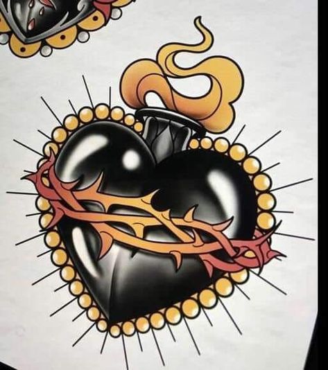 Trad Sacred Heart, Traditional Sacred Heart Tattoo, Traditional Sacred Heart, Traditional Heart Tattoo, Sacred Heart Tattoo, Traditional Heart Tattoos, Heart Tat, Sacred Heart Tattoos, Heart Tattoos