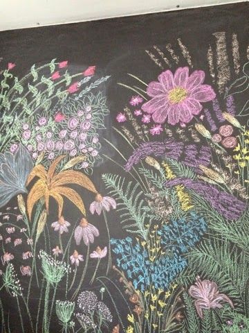 Spring Chalkboard Art, Fairy Woods, Woods Cottage, Chalk Wall Art, Chalkboard Flowers, Studio Makeover, Spring Chalkboard, Chalkboard Wall Bedroom, Fun Chalk Art