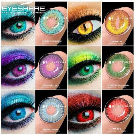 Color Contacts For Halloween, Contact Case, Grey Contacts, Halloween Color, Cosplay Contacts, Color Contact Lenses, Contact Lenses Colored, Cosplay Halloween, Contact Lens