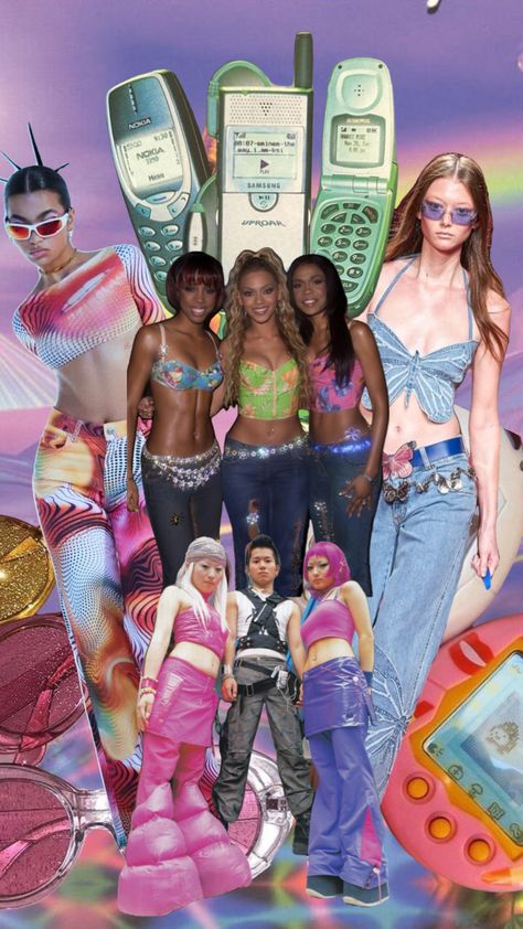 An attempt at a Y2K mood board #y2kfashion #asthetic #vibe Y2k Inspiration Board, Y2k Fashion Moodboard, Y2k Inspo Board, Y2k Fashion Wallpaper, 90s Aethstetic, Y2k Club Aesthetic, 2000s Mood Board, 90s Mood Board, Y2k Mood Board