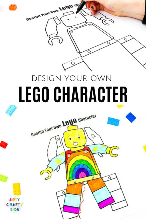 Lego Movie Printable Character Puppets | Arty Crafty Kids Lego Themed Arts And Crafts, Lego Emotions Activities, Lego Arts And Crafts, Create Your Own Lego Character, Lego Art Activities, Design Your Own Lego Character, Lego Summer Camp Ideas, Lego Themed Crafts, Lego Art Ideas