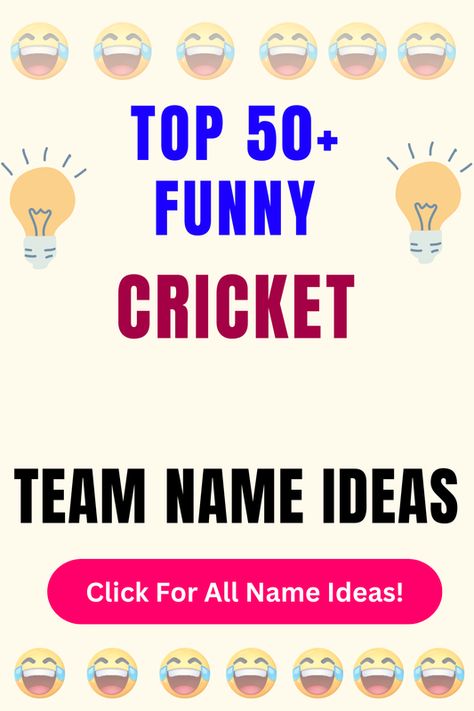 Check Out The Top 50+ Funny Cricket Team Name Ideas. Click For All 200+ Cricket Team Name Ideas! Cricket Team Names, Cricket Team Names Ideas, Team Names Ideas, Hockey Team Names, Derby Names, Demolition Derby, Spin Doctors, Cricket Teams, All Names