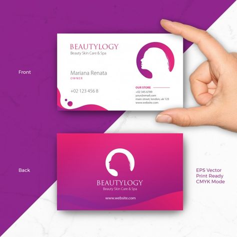 Beauty business card template for salon, spa, hair dresser, fashion, skin care, business woman Premium Vector Nail Salon Business Cards, Hairdresser Business Cards, Hair Salon Business, Beauty Salon Business Cards, Woman Vector, Skin Care Business, Spa Hair, Beauty Business Cards, Salon Business Cards