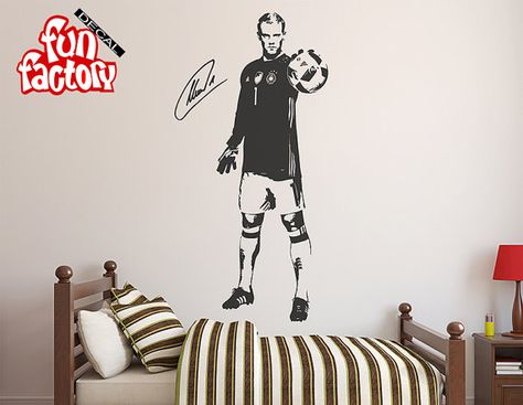 Manuel Neuer Wall Decal Sticker Bayern München by FunDecalFactory Wall Stickers Sports, Football Bedroom, Soccer Wall Art, Sports Wall Decals, Sports Decals, Ronaldo Football, Football Wall, Messi And Ronaldo, Sports Wall