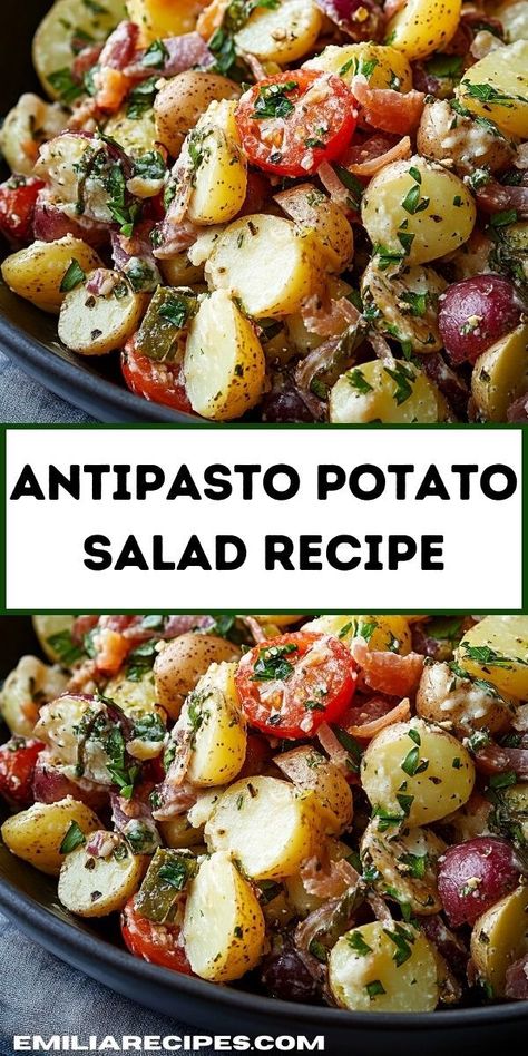 Looking for new potato recipes? This Antipasto Potato Salad combines classic potato salad with Italian flavors. Perfect for dinner ideas, it’s a twist on traditional potato salad recipes and a great addition to pasta salad ideas. Pasta Salad Ideas, Salad With Artichokes, Quick Salad Recipes, Potato Salad Recipes, Dinner Ideas For Two, Salad Recipes Lunch, Gourmet Salad, Classic Potato Salad, Antipasto Salad