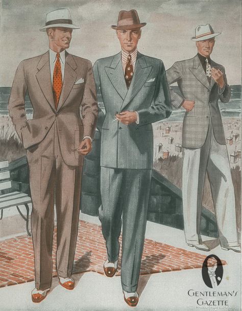 Men's Summer Fashion & How to Dress in the Thirties & Forties — Gentleman's Gazette Men's Fashion Illustration, 1940s Mens Fashion, Men In Suits, Mens Fashion Illustration, Fashion Illustration Vintage, Lauren Bacall, Humphrey Bogart, Vintage Mens Fashion, Cary Grant