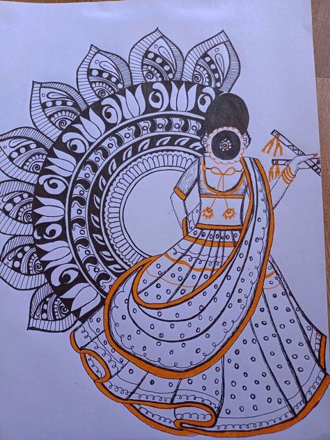 Indian Traditional Drawing Ideas, Drawing On Indian Festivals, Festival Drawing Indian, Indian Festivals Drawing, Madla Art, Traditional Drawing Indian, Indian Art Paintings Traditional, Indian Festival Drawing, Drawings To Draw When Bored