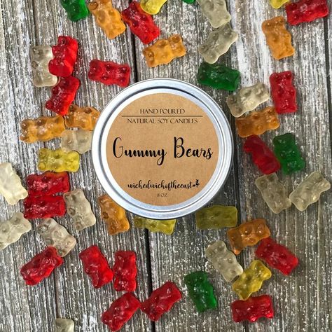 Gummy Bears Gummy Candle Fruity Candle Vegan Candle | Etsy Yummy Candles, Fruity Candle, Yummi Candles, 8 Oz Candle, Bear Candle, Cherry Apple, Juicy Orange, Beach Candle, Orange Candy