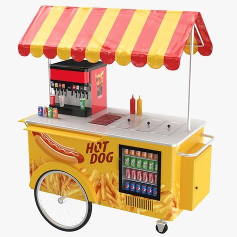 Hot dog street stall food retail booth in the shopping mall for sale Food Carts For Sale, Hotdog Sandwich, Small Trailers, Street Food Design, Bike Food, Dog Cart, Mobile Food Cart, Hot Dog Bar, Food Kiosk