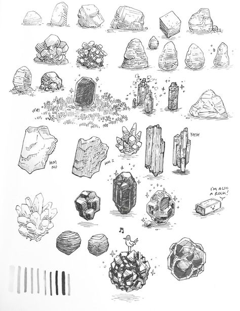 Sketching Rocks, Rock Sketch, How To Draw Rocks Digital, How To Draw Rocks In Water, Pile Of Rocks Drawing, Rock Texture Drawing, Rocks Texture Drawing, Art Moto, Ink Drawing Techniques