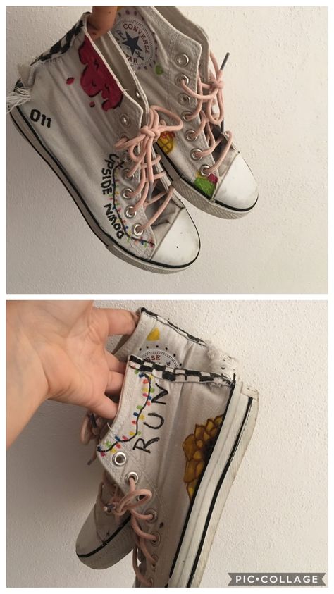 Stranger Things Sneakers, Custom Shoes Stranger Things, Stranger Things Converse, Stranger Things Shoes, Videos Cool, Sharpie Shoes, Custom Converse Shoes, Игрушки Funko Pop, Converse Design