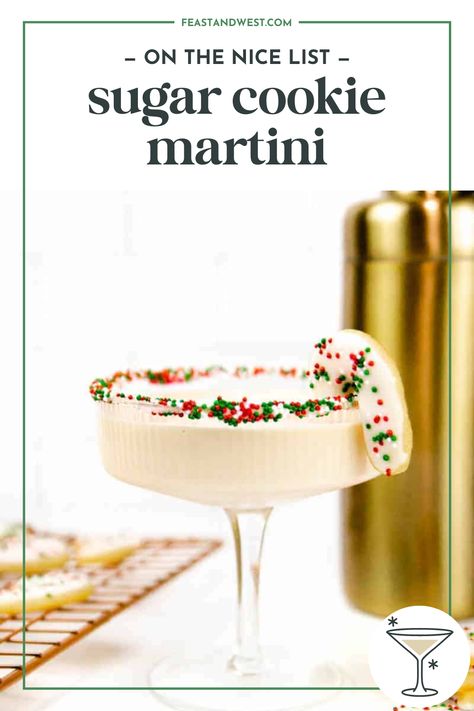 Sugar Cookie Martini Recipe Easy, Sugar Cookie Drink Recipe, Christmas Batch Drinks, Sugar Cookie Drink, Cookie Martini Recipe, Sugar Cookie Martini Recipe, Christmas Holiday Drinks, Sugar Cookie Martini, Cookie Martini