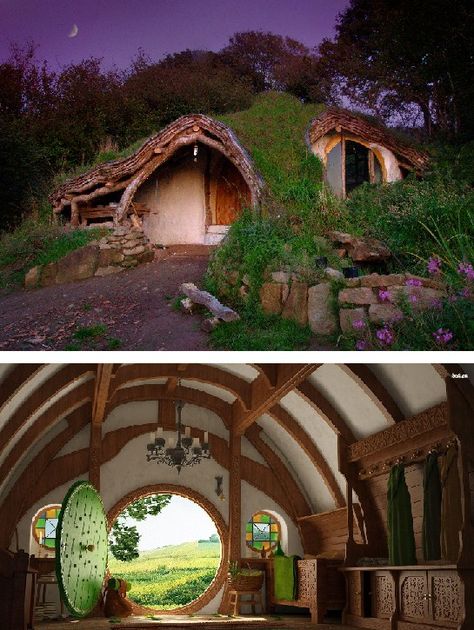 Hobit Houses Aesthetic, Hobit Houses, Hobbit House Kit, Hobbit Houses Diy, Hobbit House Interior, Earth Sheltered Homes, Casa Hobbit, Treehouse Hotel, Earthship Home