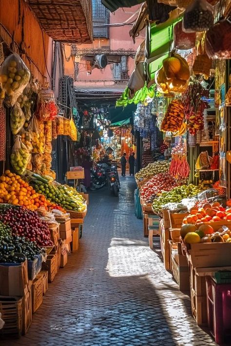 "Experience the magic of Marrakech through its lively local markets! 🛍️🌟 #MoroccanMarkets #CulturalExperience #TravelJourney" Morocco Market Bazaars, Bazaar Market, Morocco Market, Future Vision, Dream Land, Marrakech Morocco, Summer Glow, Cultural Experience, Marrakech