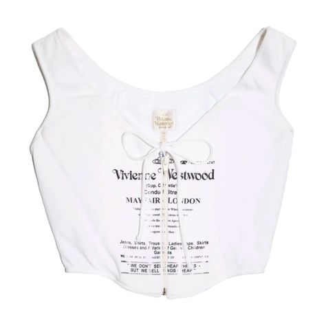 Vivienne Westwood Corset, Westwood Corset, Vivienne Westwood Tops, Punk Mode, Vintage Bustier, Text Print, Corset Lingerie, White Jersey, Spring Tops