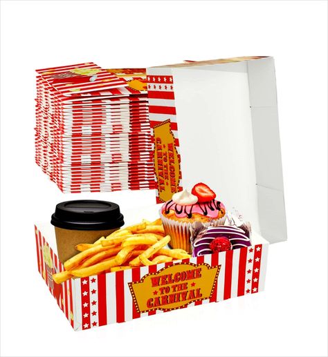 CARNIVAL SUPPLIES Disposable Theater Halloween Carnival Theme Picnic, Carnival Food Stand Aesthetic, Movie Night Themed Birthday Party Snack Bar, Popcorn Trays Movie Nights, Mini Popcorn Boxes, Cheap Playful Carnival Party Supplies, Circus Party Favors, Carnival Party Favors, Carnival Birthday Party Theme