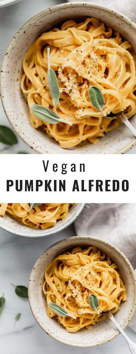 Fall Vegan Pasta, Pumpkin Pasta Healthy, Vegan Pumpkin Pasta Recipes, Vegan Pumpkin Pasta Sauce, Vegan Pumpkin Alfredo, Vegan Pumpkin Alfredo Sauce, Vegan Butternut Squash Alfredo, Vegan Pumpkin Pasta, Pumpkin Alfredo Sauce