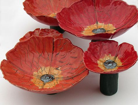 Poppies by Amy Meya: Ceramic Wall Art available at www.artfulhome.com Clay Poppy, Flocks Of Birds, Clay Objects, Poppy Decor, Ceramic Poppies, Ceramic Wall Sculpture, Clay Studio, Floral Texture, Ceramic Wall Art