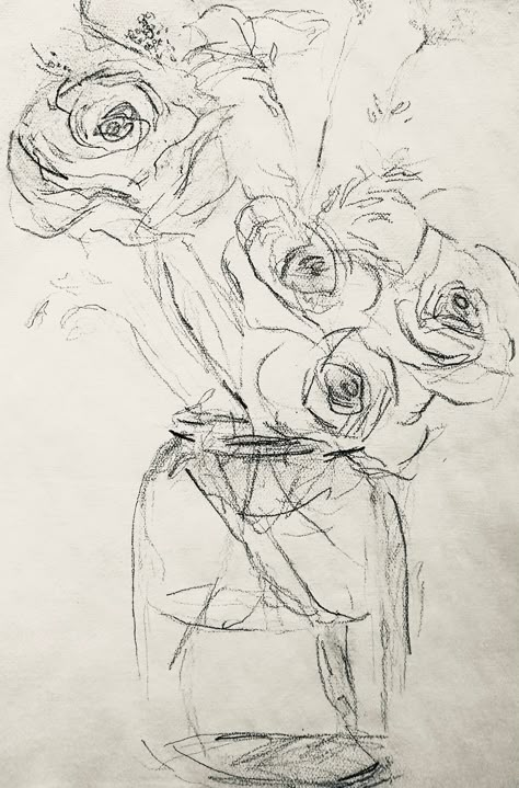 Digital image of floral sketch using pencil.