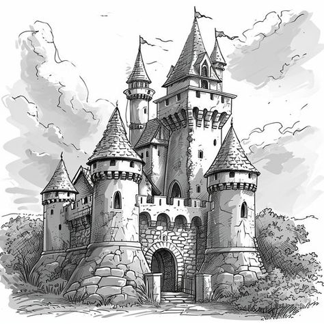 2000+ FREE Printable Castle Coloring Page: 4 Tile size Coloring Pages for Coloring pages for kids #coloringpagesforkids Coloring page for kids #coloringpageforkids Kids coloring page #kidscoloringpage 19.689 Drawings Of Castles, Free Coloring Pages For Adults, Castle Sketch, Castle Coloring Page, Castle Tattoo, Castle Drawing, Coloring Pages Winter, Zen Colors, Animals Flowers