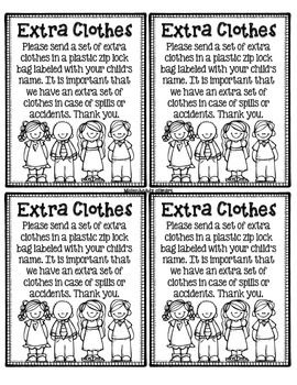 extra clothes note home - accident note home included Childcare Director, Preschool Organization, Teacher Communication, Parent Board, Family Involvement, Daycare Forms, Behavior Charts, Extra Clothes, Prek Classroom