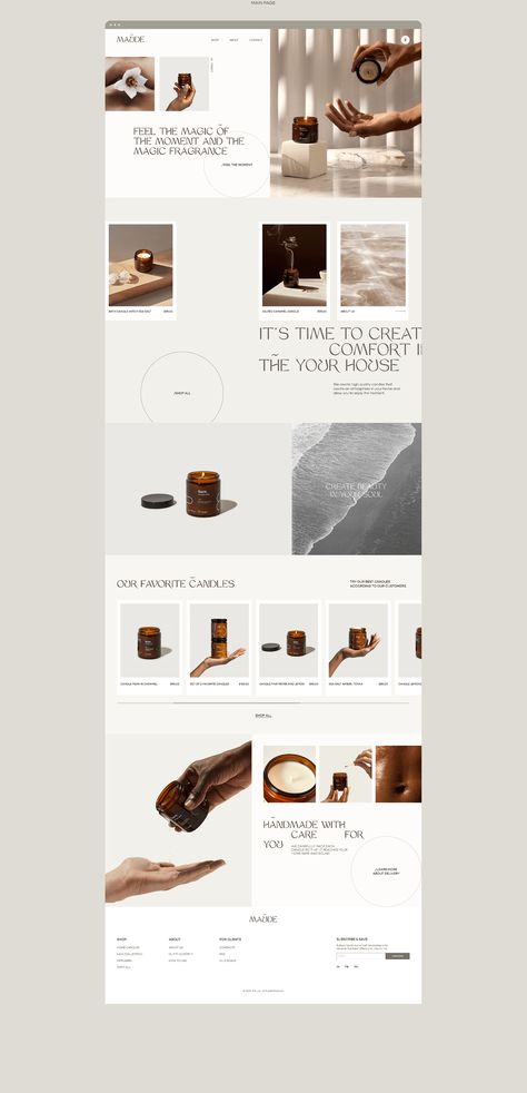 Candle Email Design, Catalogue Layout Design, Minimalism Web Design, Candle Website, Cosmetic Web, Catalog Design Layout, Ui Ux Design Inspiration, Modern Website Design, Webpage Design