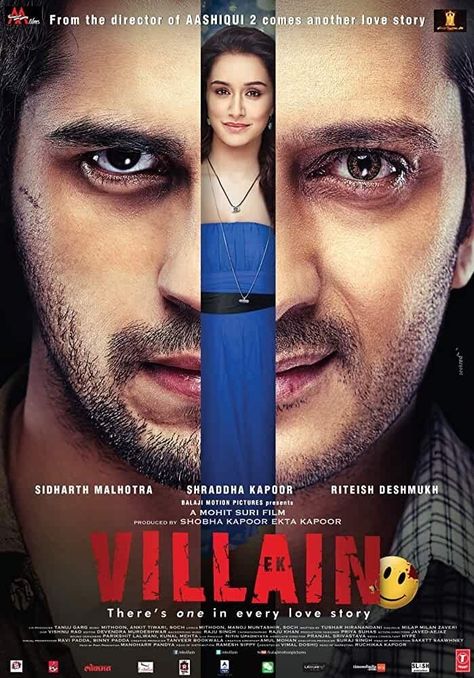 Ek Villain is a 2014 Indian romantic action film directed by Mohit Suri. Bollywood Posters, Bollywood Movie, Indian Movies, Movie Songs, Shraddha Kapoor, Hindi Movies, Bollywood Movies, Action Movies, The Villain