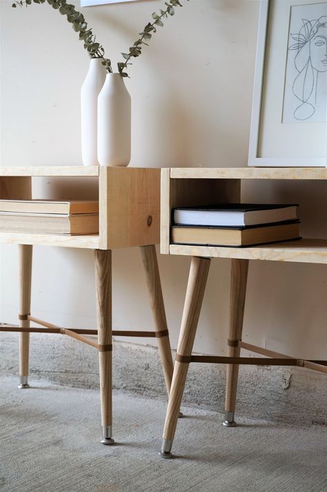 Ikea Boxes, Wood Nightstands, Simple Nightstand, Retro Dining Chairs, Diy Nightstand, Wooden Nightstand, Diy Coffee Table, Types Of Furniture, Table Vintage