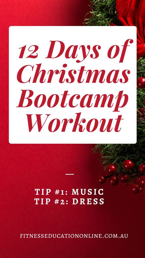 Holidays are a great opportunity to add some fun / variety to your Bootcamp! Christmas, Easter, Halloween, Australia Day, Cinco De Mayo etc. etc. Come Christmas time – there’s no better workout than the “12 Days of Christmas Bootcamp Workout”. Ask everyone to wear something “Christmas-y”. Now “Christmas-y” is going to mean different things to different people but really – it’s probably going to be mean either wearing something red or green or maybe a T-shirt saying “Merry Christmas” Halloween Australia, Christmas Workouts, 12 Days Of Christmas Workout, Bootcamp Games, Themed Workouts, Bulletin Board Sayings, Bootcamp Workout, Fitness Bootcamp, Fitness Education