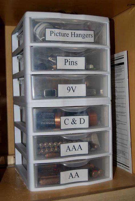 Battery Organization | The best way to organize batteries Project Life Organization, Plastic Storage Shelves, Laundry Room Organization Storage, Utility Closet, Garage Organize, Organisation Hacks, Organizing Hacks, Plastic Storage Bins, Household Organization