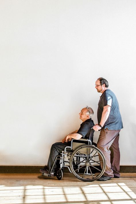 Man pushing his dad's wheelchair | premium image by rawpixel.com / McKinsey Wheelchair Illustration Art, Wheelchair Portraits Photography, Wheelchair Poses, Fantasy Wheelchair, People In Wheelchairs, Wheelchair Photography, Health Icon, People Png, Free Characters