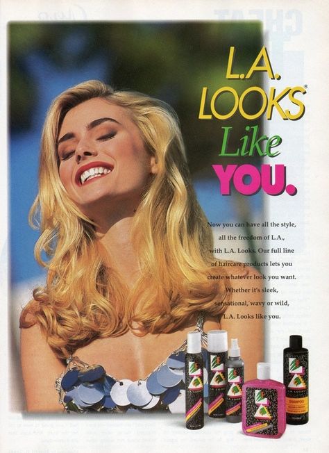 L.A. Looks | 18 Beauty Product Ads From The '90s That Will Make You Feel Nostalgic 90s Skincare, 1990s Hair, Herbal Essence Shampoo, Teenage Hairstyles, Victoria Secret Love Spell, Talk To The Hand, 90s Makeup, 90s Girl, Beauty Ad