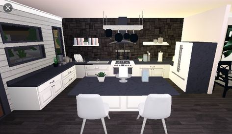 Dark Modern Kitchen, Living Room Design Blue, Simple Kitchen Design, Kitchen Wall Decals, Aesthetic Kitchen, Kitchen Redesign, Simple House Plans, Unique House Design, House Design Kitchen