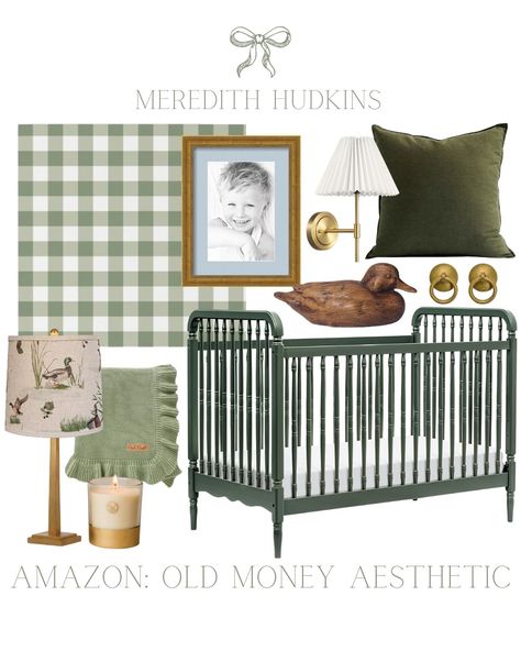 Meredith Hudkins's Amazon Page curated on LTK Boy Nursery Ideas Green, Bedroom Baby Boy, Little Boy Bedroom, Green Velvet Throw Pillow, Nursery Guest Room Combo, Green Nursery Boy, Classic American Home, Nursery Inspiration Boy, Pleated Lamp Shade