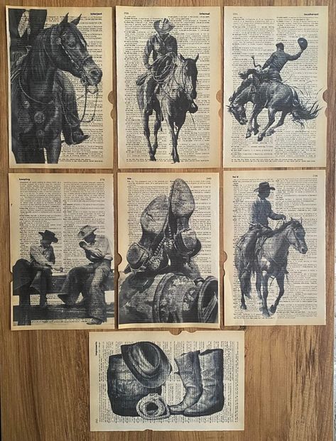 Set of 7 Cowboy Decor Dictionary Prints, Cowboy Poster, Black and White Art, Western Wall Decor, Cowboy Wall Decor, Living Room Wall Art - Etsy Cowboy Poster, Cowboy Wall Art, Cowboy Posters, Cowboy Decor, Western Wall Decor, Western Rooms, Cowboy Aesthetic, Cowboy Decorations, Dictionary Prints