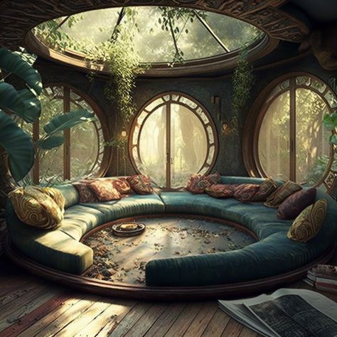 Victorian Bohemian Decor, Conversation Pit, Architecture Renovation, Outdoor Walkway, Fantasy Rooms, Hobbit House, Fantasy Homes, Dream House Rooms, Fantasy House