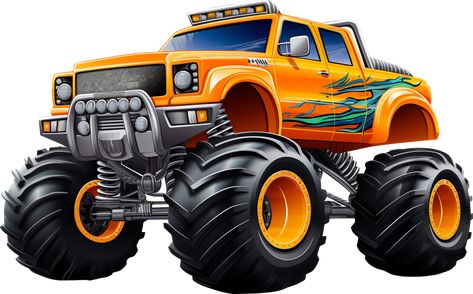 Hotwheels Monster Truck, Cars Cartoon Disney, Monster Truck Art, Truck Toppers, Doily Art, Monster Truck Party, Truck Stickers, Truck Party, Truck Art