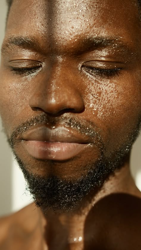 Portrait of a Man's Face with Sweat · Free Stock Photo Sweat Photography Skin, Sweat Body Photography, Male Close Up Portrait, Sunlight Hitting Face, Honey Dripping On Face Photography, Sweaty Face, Face Sweating, Person Photography, Close Up Photography