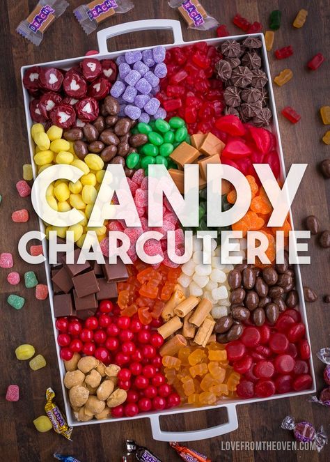 Candy Tray Ideas, Desert Charcuterie, Candy Charcuterie Board Ideas, Sweets Platter, Candy Platter, Candy Charcuterie Board, Candy Charcuterie, Kent Johnson, Love From The Oven