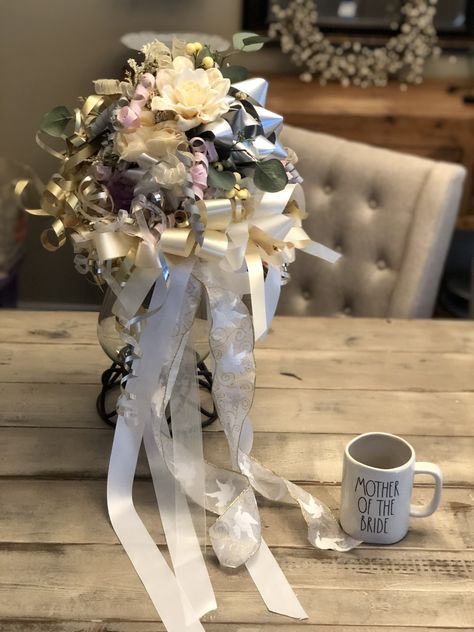 Bouquet For Rehearsal Dinner, Bridal Shower Gift Bow Bouquet, Bridal Shower Bow Bouquet How To Make, Proxy Bride Bow Bouquet, Rehearsal Dinner Ribbon Bouquet, Bridal Shower Ribbon Bouquet, Ribbon Bouquet For Rehearsal, Bridal Shower Bow Bouquet, Rehearsal Bouquet Diy Bows