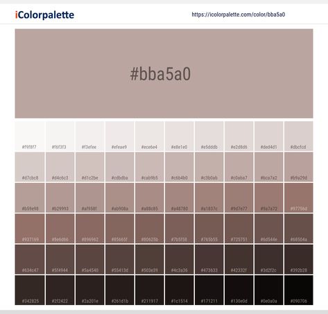 Color space information #bba5a0 | Pantone 16-1509 Tcx Shadow Gray. Similar Pantone Color name Information, Color Schemes, Light / Darkshades, Tones, Similar Colors , Preview the color and download Photoshop swatch and solid color background image Light Colors Palette, Light Colors Background, Color Pallete Ibis Paint, All Color Palette, Color Palette Ibispaint, Color Palette Gray, Pantone Color Book, Color Palette Light, Space Information