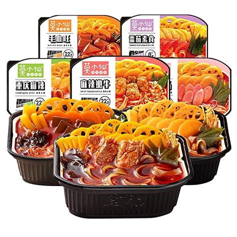 Amazon.com: Moxiaoxian Asian Hotpot Self Heating Hot Pot no Electric Spicy Ramen noodle (Not Spicy Veggie 2boxes) : Home & Kitchen Self Heating Hot Pot, Hot Pot Noodles, Asian Hotpot, Spicy Ramen Noodles, Pot Noodle, Spicy Ramen, Grocery Foods, Ramen Noodle, Instant Noodle