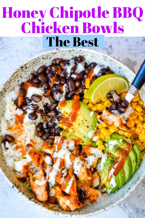 Bbq Chicken Protein Bowl, Delish Healthy Dinners, Bbq Chicken Power Bowl, Healthy Bbq Chicken Meals, Bbq Chicken Bowls Whole 30, Barbecue Chicken Bowls Healthy, Grilled Chicken Power Bowl, Dinner Idea For Hot Summer Nights, Barbecue Chicken Bowl